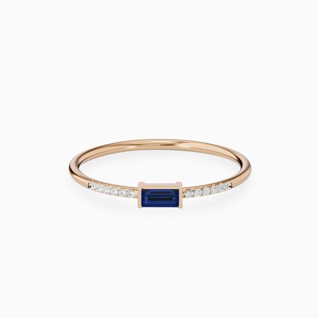 blue sapphire baguette ring