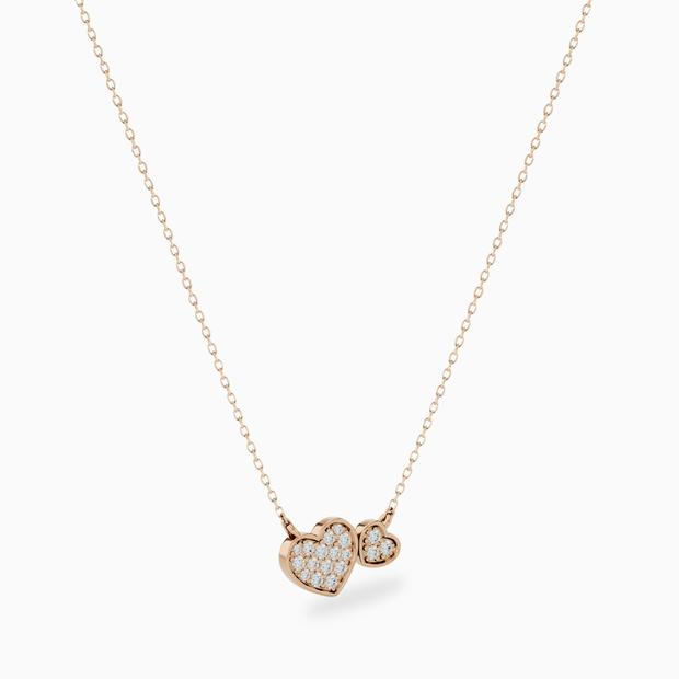 double heart diamond necklace