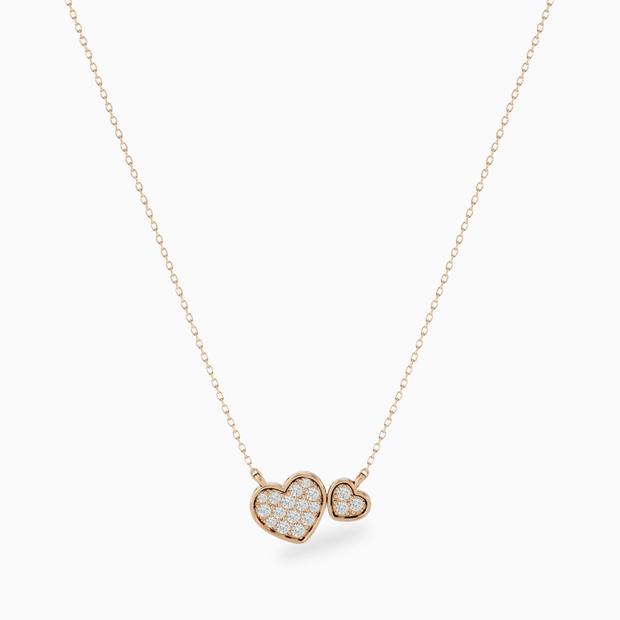 double heart diamond necklace