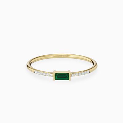 green emerald baguette ring