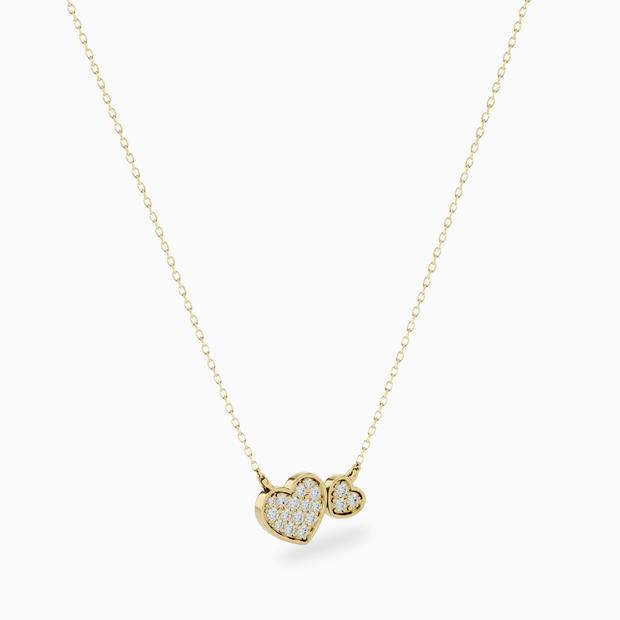 double heart diamond necklace