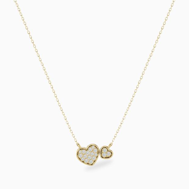 double heart diamond necklace