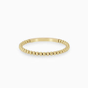 14k Gold Dainty Beaded Wedding Ring