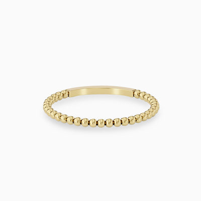 14k Gold Dainty Beaded Wedding Ring